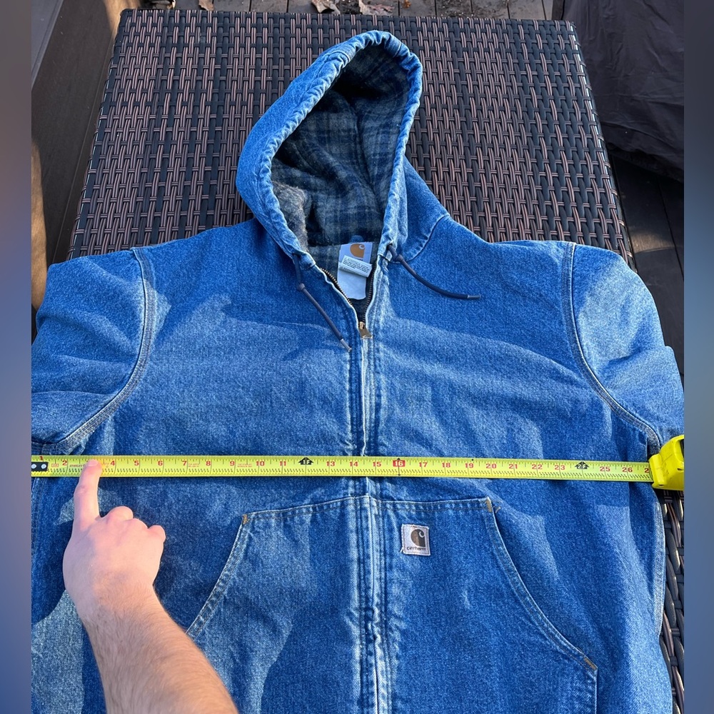 Vintage Carhartt Mens XL Hooded Denim Blanket Lined Jacket ASAP Rocky